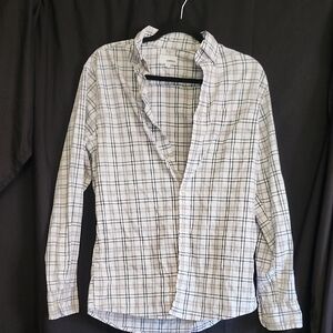 Williams Sonoma Black and White Plaid Casual Button Down Shirt